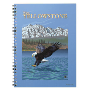 Cuaderno Eagle calvo que se zambulle - Yellowstone del