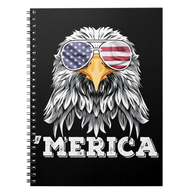 Cuaderno Eagle USA Gafas de sol 4 de julio Bandera American (Frente)