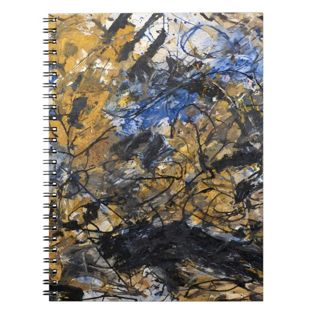 Cuaderno Earthy Blue Black Gold Abstract Chaos (Frente)