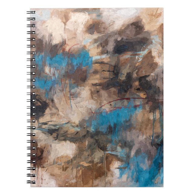 Cuaderno Earthy Blue Brown Neutract Abstract Flow (Frente)