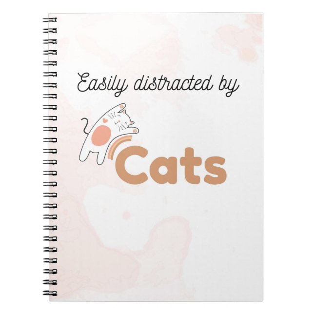 Cuaderno Easily Distracted by Cats Cute Cat Notebook (Frente)