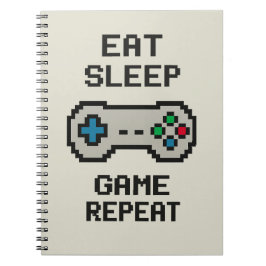 Cuaderno Eat Sleep Game Repeat – Pixel Gamer Notebook