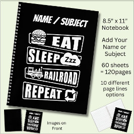 Cuaderno Eat Sleep Railroad Repeat Steam Train