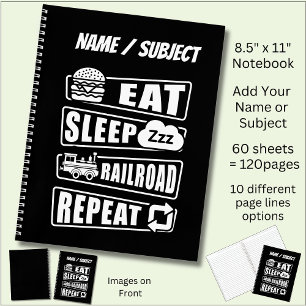 Cuaderno Eat Sleep Railroad Repeat Steam Train