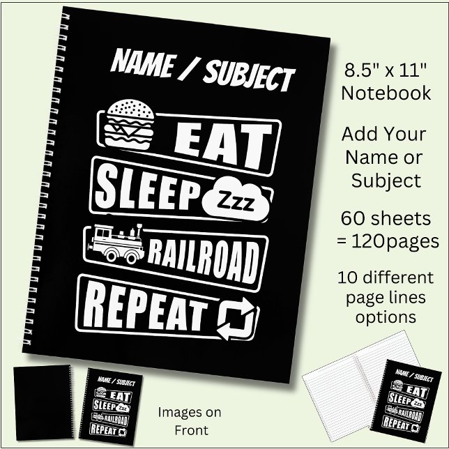 Cuaderno Eat Sleep Railroad Repeat Steam Train (Subido por el creador)