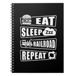 Cuaderno Eat Sleep Railroad Repeat Steam Train