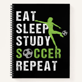 Cuaderno Eat Sleep Study Soccer Repetir Chicas Jugador de f