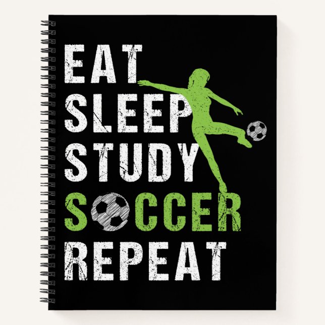 Cuaderno Eat Sleep Study Soccer Repetir Chicas Jugador de f (Anverso)