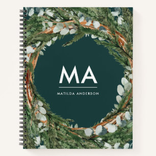 Cuaderno Ecalipto moderno follaje botánico fue inicial
