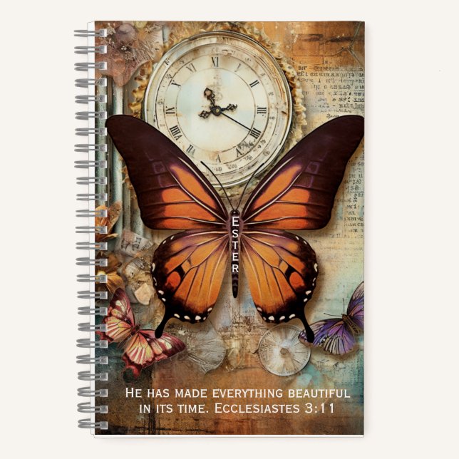 Cuaderno Ecclesiastes 3:11 Journal Butterfly Clock Notebook (Anverso)