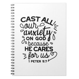 Cuaderno Echa Toda Tu Ansiedad – 1 Pedro 5:7 Versículo Bíbl
