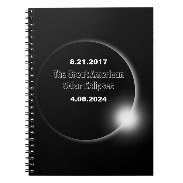 Cuaderno Eclipse solar con doble fecha 2024 & 2017 (Frente)