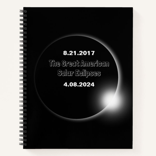 Cuaderno Eclipse solar de doble fecha 2024 y 2017 (Anverso)