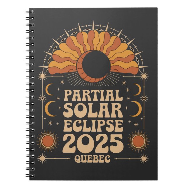 Cuaderno Eclipse solar parcial 2025 Quebec Canadá (Frente)