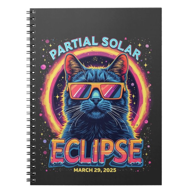 Cuaderno Eclipse solar parcial de gatito de 2025 (Frente)