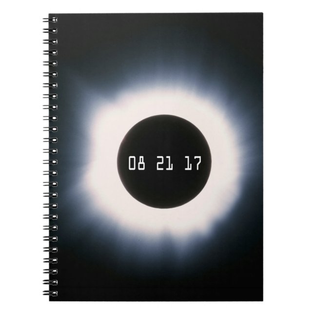 Cuaderno Eclipse solar total en blanco y negro en agosto de (Frente)