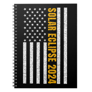 Cuaderno Eclipse solar total USA 8 de abril de 2024 bandera