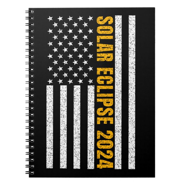 Cuaderno Eclipse solar total USA 8 de abril de 2024 bandera (Frente)