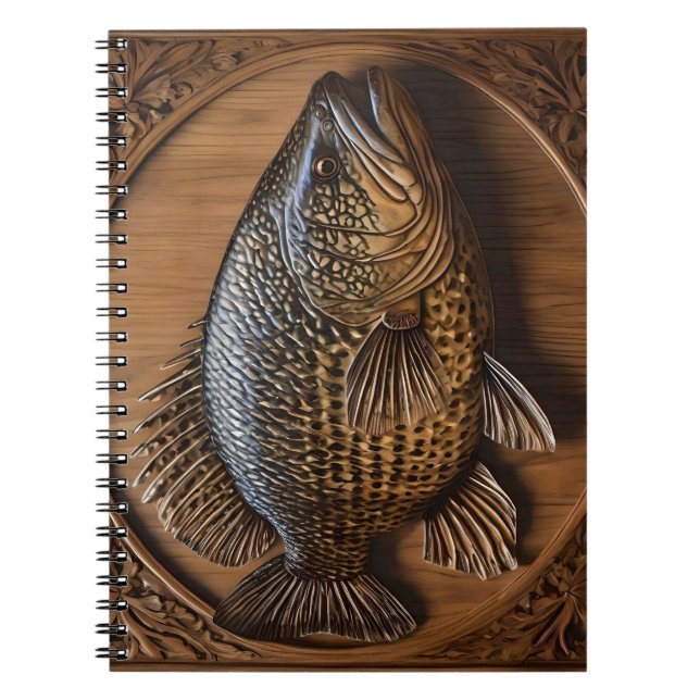 Cuaderno Ecos del río: Impresión de madera de bacalao murra (Frente)