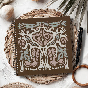 Cuaderno Ecosistema de Árbol de Pájaros Arte Dibujado a Man