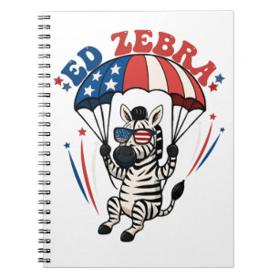 Cuaderno Ed Zebra Feliz 4 De Julio Bandera Patriótica Estad
