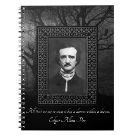 Cuaderno Edgar Allen Poe Cita Selva Sombrío Negro/Gris