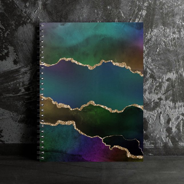 Cuaderno Edgy Agate | Moody Jewel Tone Mystic Verde azulado (Subido por el creador)