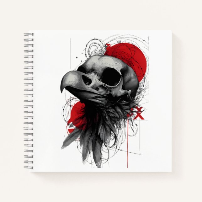 Cuaderno Edgy Crow Skull Gothic Grunge Street Art Notebook (Anverso)