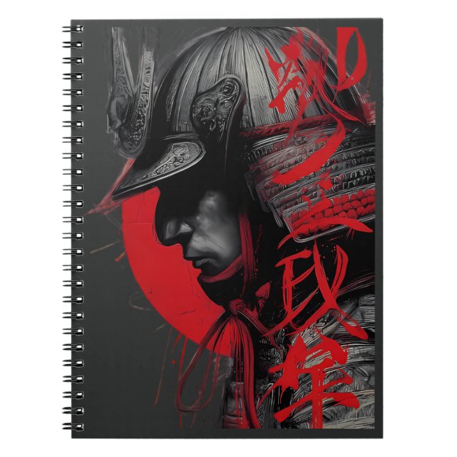 Cuaderno Edgy Samurai Warrior Japanese Ink Red Sun Notebook (Frente)