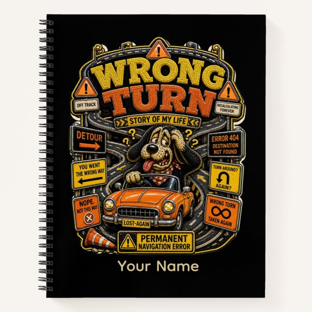 Cuaderno Edición de Carrera Giro Equivocado Oficio Divertid (Anverso)