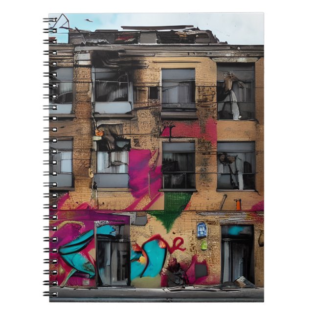 Cuaderno Edificio abandonado Arte abstracto de IA (Frente)