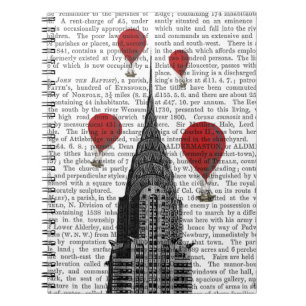 Cuaderno Edificio Chrysler y globos de aire caliente rojo