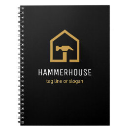 Cuaderno Edificio de construcción moderno negro y dorado