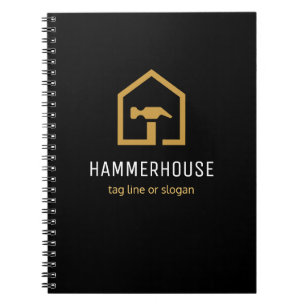 Cuaderno Edificio de construcción moderno negro y dorado