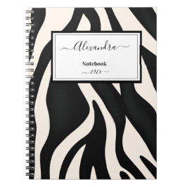 Cuaderno Editable Animal Zebra Black White