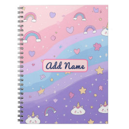 Cuaderno editable de arcoíris de unicornio pastel 
