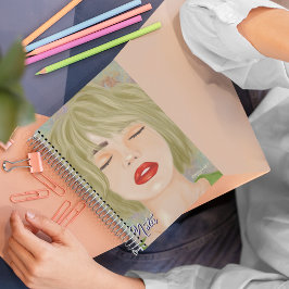 Cuaderno editable de dibujo de retrato de mujer