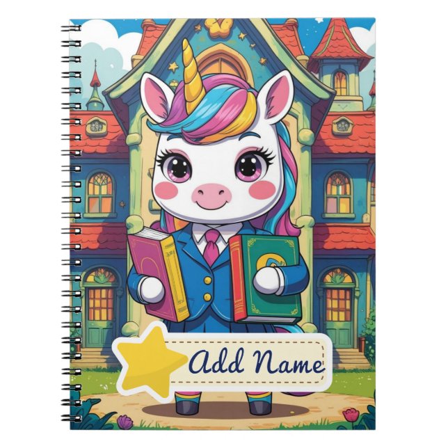 Cuaderno Editable de Escuela de Unicornio Lindo (Frente)