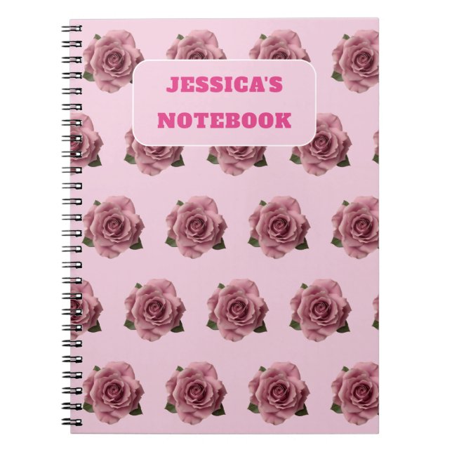 Cuaderno Editable Minimal Pink Rose Design Pattern Custom (Frente)