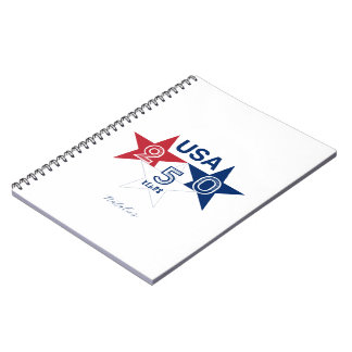 Cuaderno EE. UU. 250 años - Diseño de estrellas rojas, azul