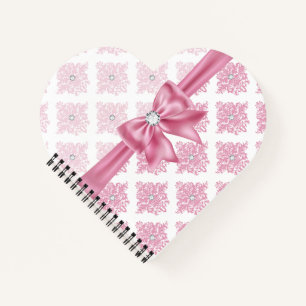 Cuaderno Eelegante Glam Pink Bow Diamonds Damask