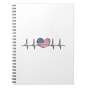 Cuaderno EEUU Flag Hearbeat ECG Electrocardiografía