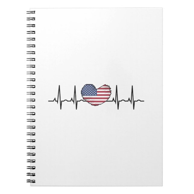 Cuaderno EEUU Flag Hearbeat ECG Electrocardiografía (Frente)