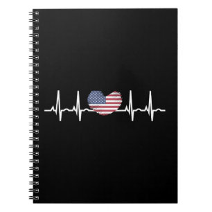 Cuaderno EEUU Flag Hearbeat ECG Electrocardiografía