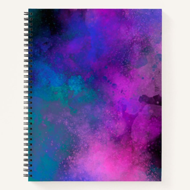 Cuaderno Efecto de salpicadura de pintura de galaxia azul v (Anverso)