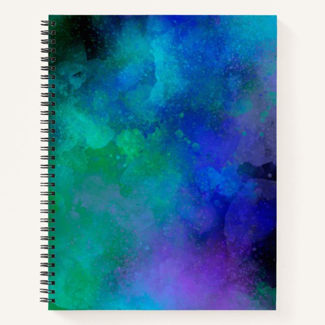 Cuaderno Efecto de salpicadura de pintura de galaxia azul v (Anverso)