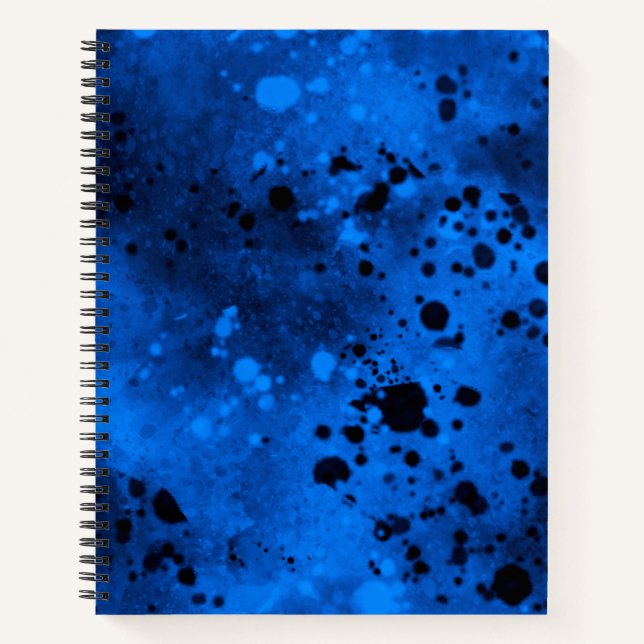 Cuaderno Efecto de salpicaduras de pintura azul y negro (Anverso)