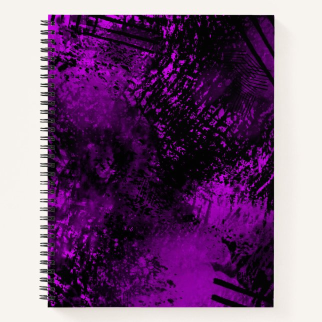 Cuaderno Efecto de salpicaduras de pintura Púrpura y Negro (Anverso)