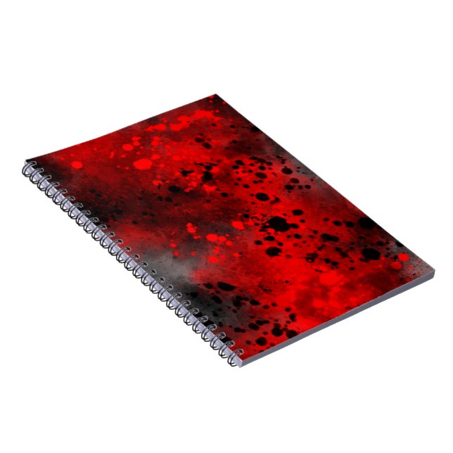 Cuaderno Efecto de Salpicaduras de Pintura Rojo y Negro (Lado Derecho)