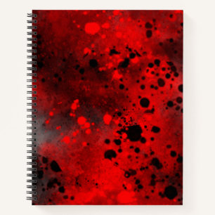Cuaderno Efecto de Salpicaduras de Pintura Rojo y Negro
